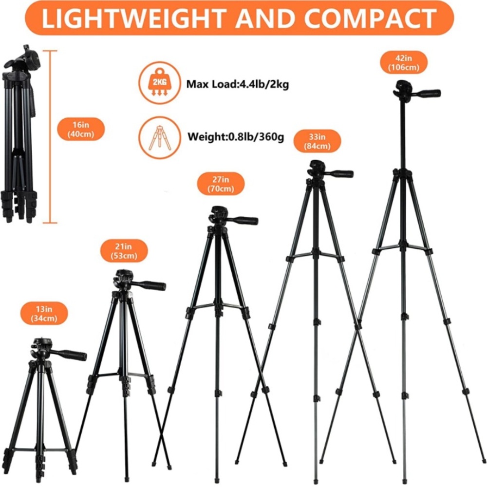 42in Tripod - for phone, camera, GoPro or webcams. Gently used.